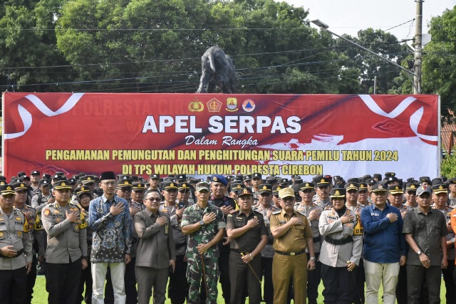 Polresta Cirebon Gelar Apel Serpas Pengamanan TPS Pemilu 2024