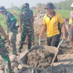 Sinergitas TNI-Polri dan Warga Sumbertanggul, Satgas TMMD 126 Kodim 0815 Lanjutkan Pembangunan TPT