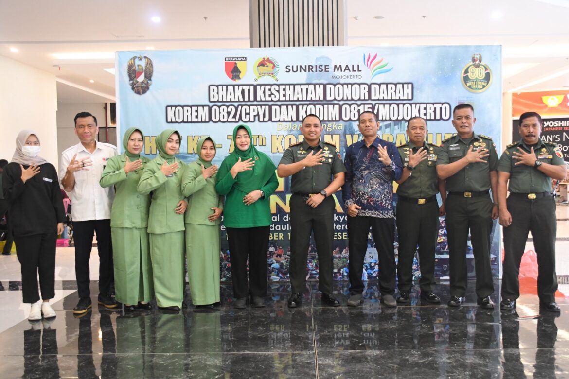 Kodim 0815/Mojokerto Gelar Donor Darah di Sunrise Mall, Dandim: Momentum Berbagi untuk Sesama dalam HUT ke-77 Kodam V/Brawijaya