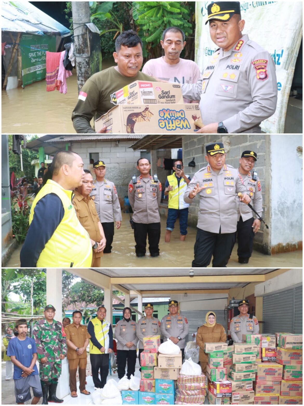 Kapolresta Tangerang Tinjau Banjir di Margasari Tigaraksa, Distribusikan Bantuan