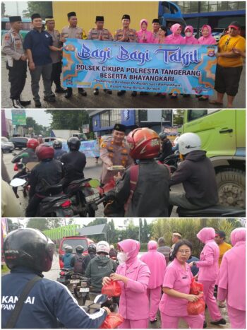 Polsek Cikupa dan Bhayangkari Ranting Cikupa Bagikan 250 Paket Takjil Gratis kepada Pengguna Jalan