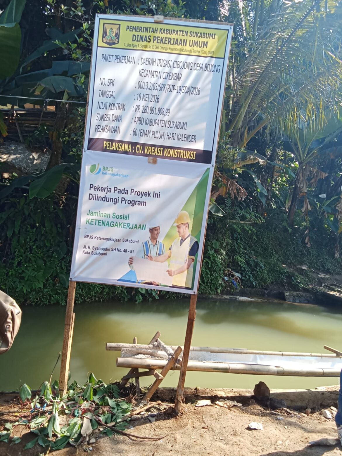 Dinas PU Kabupaten Sukabumi Raih kepercayaan Warga Kp.Sungapan atas Perbaikan Irigasi