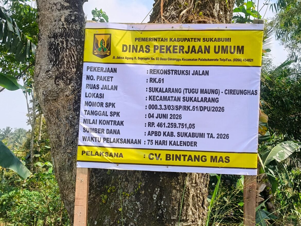 Perbaikan Jalan Ruas Sukalarang (Tugu Maung) – Cireunghas Dimulai, Anggaran Rp461.259.751,05