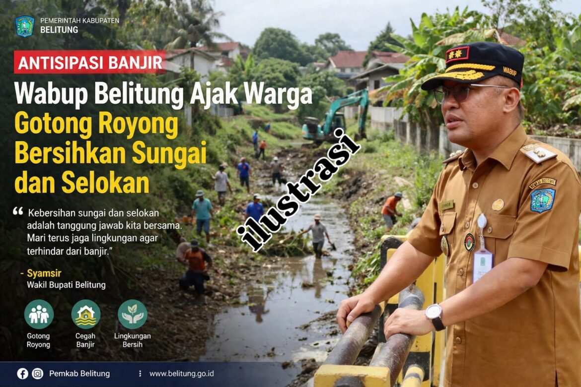 Antisipasi Banjir, Wabup Belitung Ajak Warga Gotong Royong Bersihkan Sungai dan Selokan
