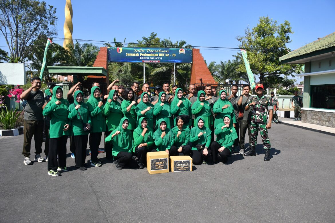 Semarak Lomba HUT ke-78 Korem 082/CPYJ, Kodim 0815/Mojokerto Pererat Soliditas dan Kebersamaan