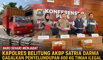 Baru Sehari Menjabat, Kapolres Belitung AKBP Satria Darma Gagalkan Penyelundupan 600 Kg Timah Ilegal