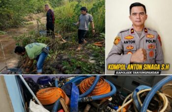 Tindaklanjuti DUMAS, Polsek Tanjungpandan Amankan Peralatan Tambang Timah Ilegal di Desa Air Merbau