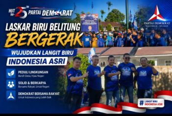 HUT ke-25 Demokrat, Laskar Biru Belitung Bergerak Wujudkan Langit Biru Indonesia Asri