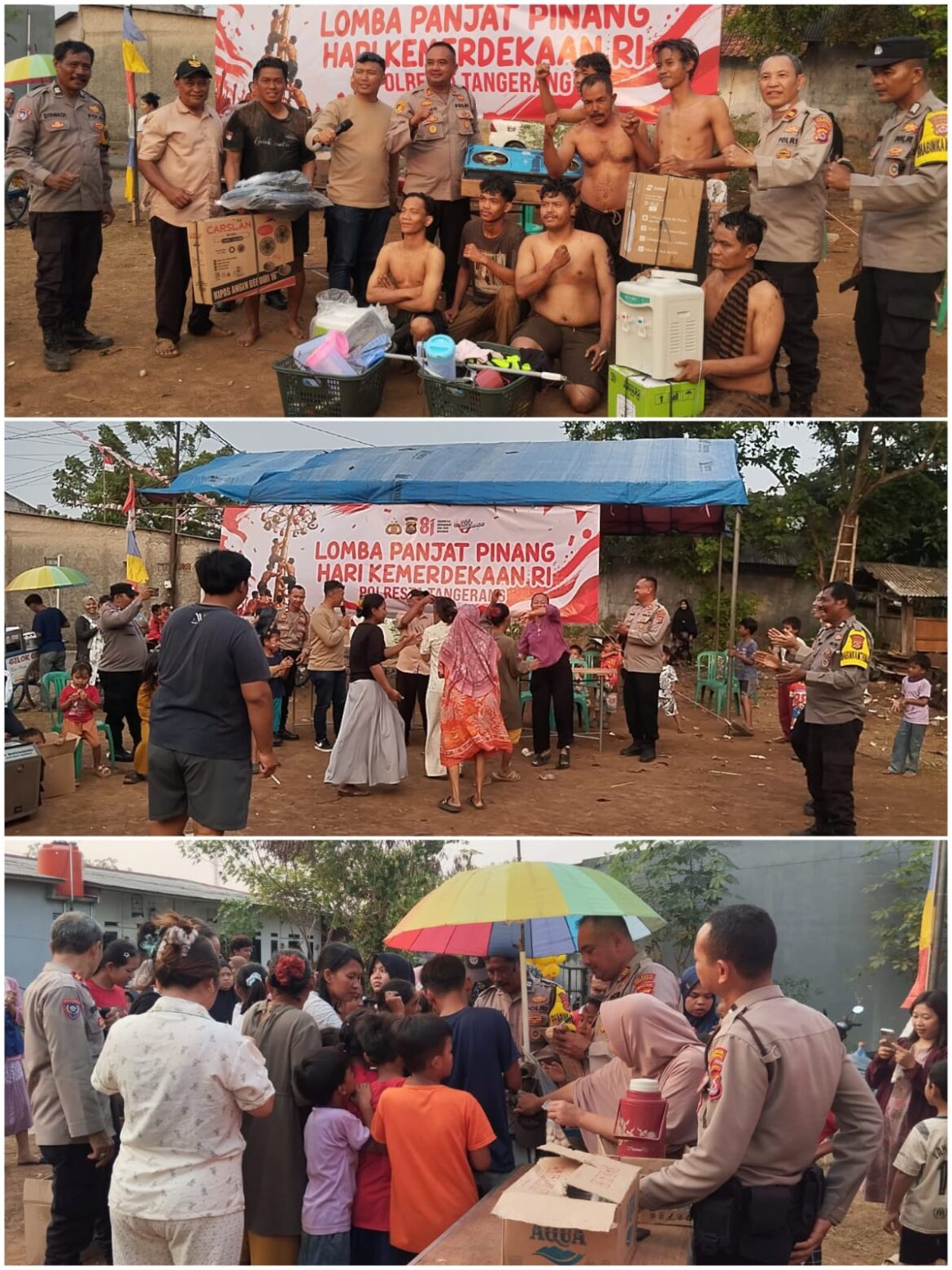 Polsek Rajeg Polresta Tangerang mengadakan Lomba Panjat Pinang Dalam Rangka Memeriahkan HUT RI Ke-81 