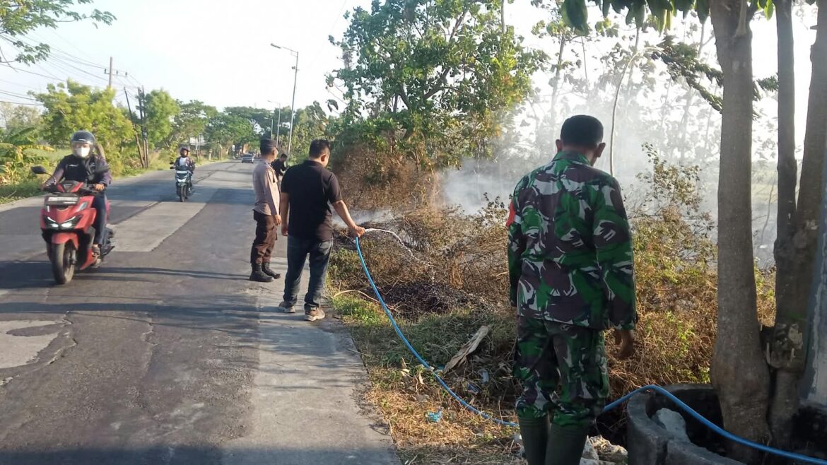 Sigap Hadapi Karhutla, Koramil 0815/08 Dawarblandong Bersama Warga Padamkan Api