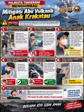 Polresta Tangerang Imbau Warga Waspadai Abu Vulkanik Anak Krakatau, Ingatkan Pakai Masker