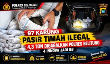 97 Karung Pasir Timah Ilegal 4,3 Ton Digagalkan Polres Belitung, 4 Innova Jadi BB