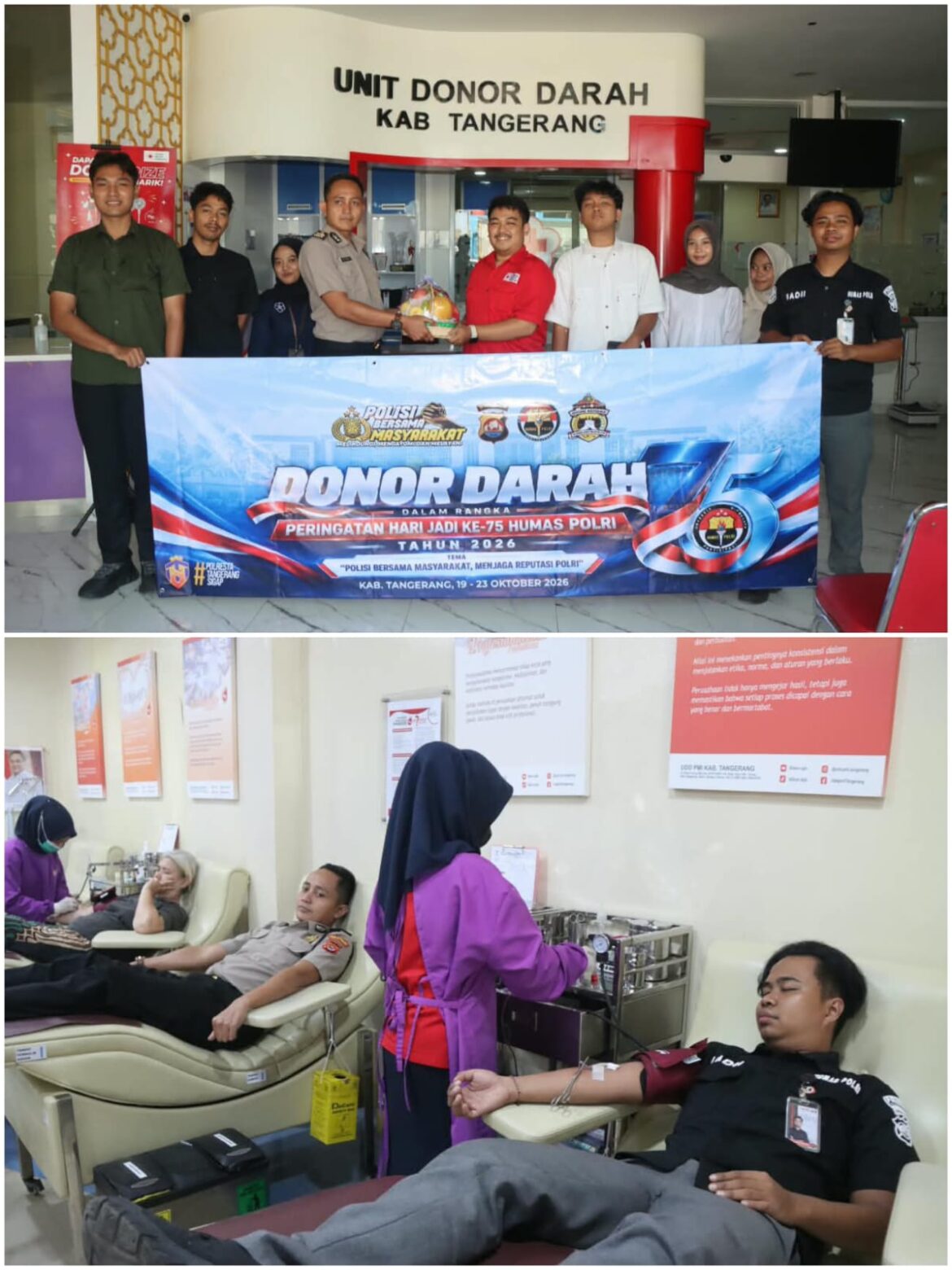 Rangkaian Hari Jadi, Humas Polresta Tangerang Gelar Bakti Kesehatan Donor Darah
